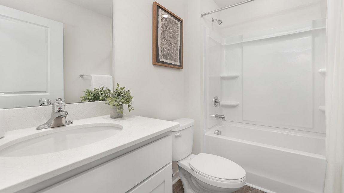 Bathroom with vanity and bathtub