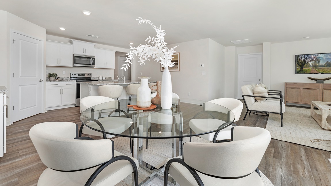 Open dining area with sliding glass doors