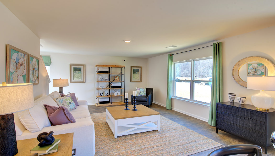 Open living area with large windows