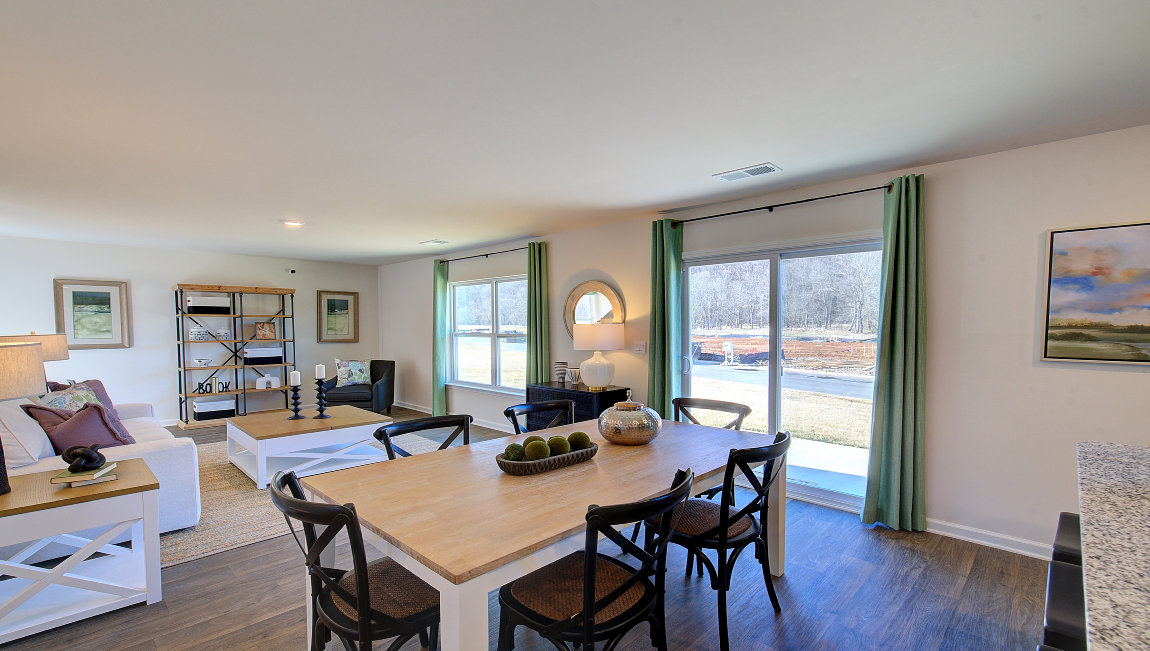 Open breakfast area with sliding glass doors