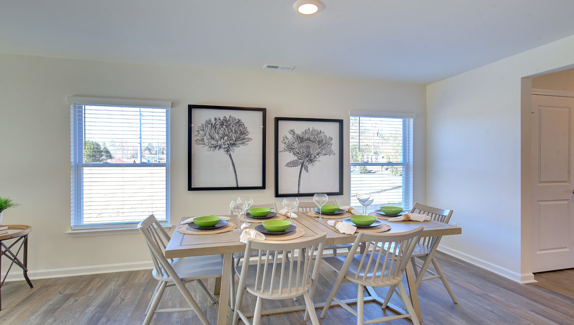 Dining area with large windows