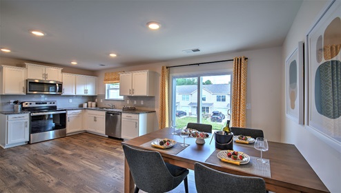 Kitchen and breakfast area, sliding glass doors to outside