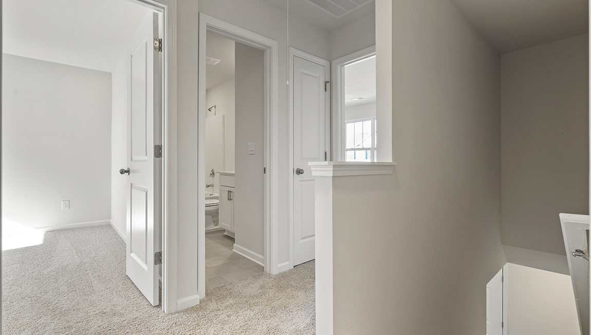 Carpeted upstairs hallway