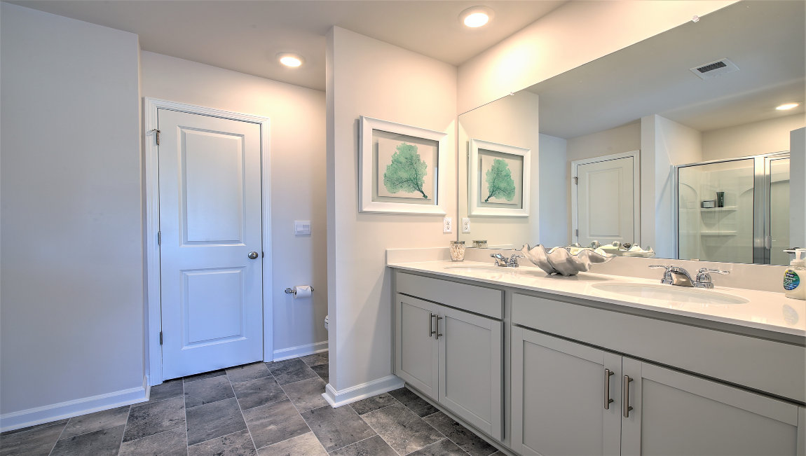 Primary bathroom with glass door shower