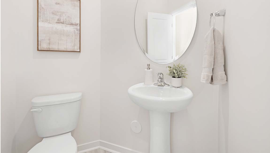 Powder room with single sink