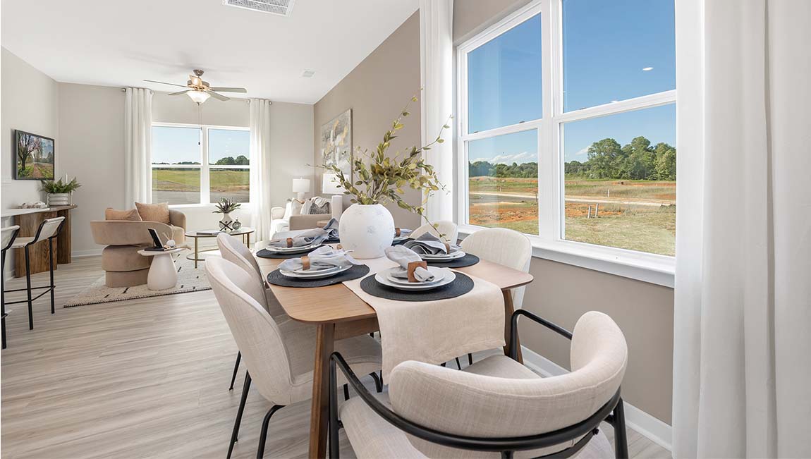 Open dining area with large window
