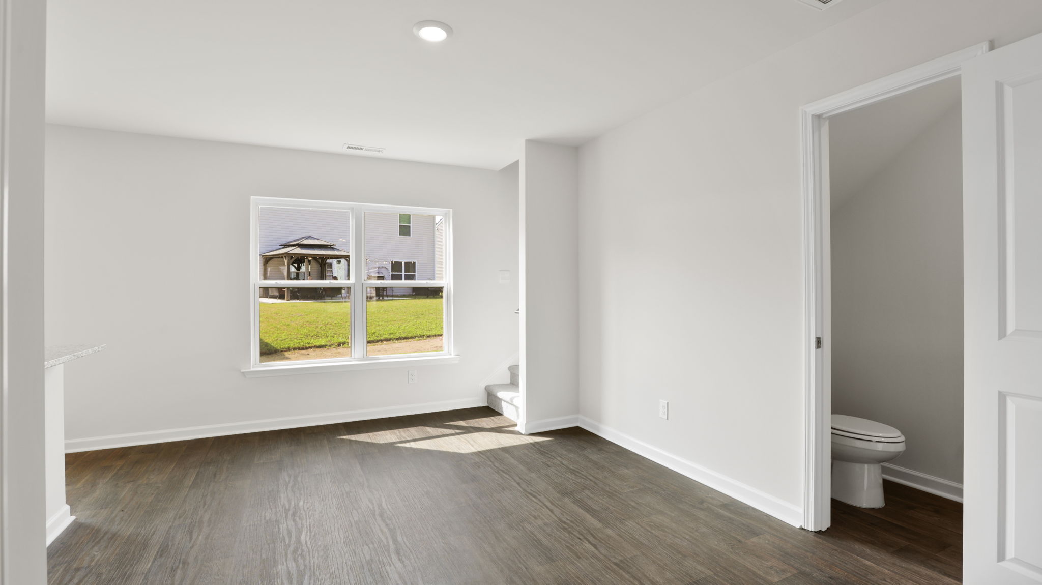 Open living area with large windows
