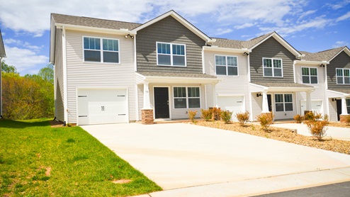 Front exterior of a two story townhome at Aberdeen Place in Asheville, North carolina