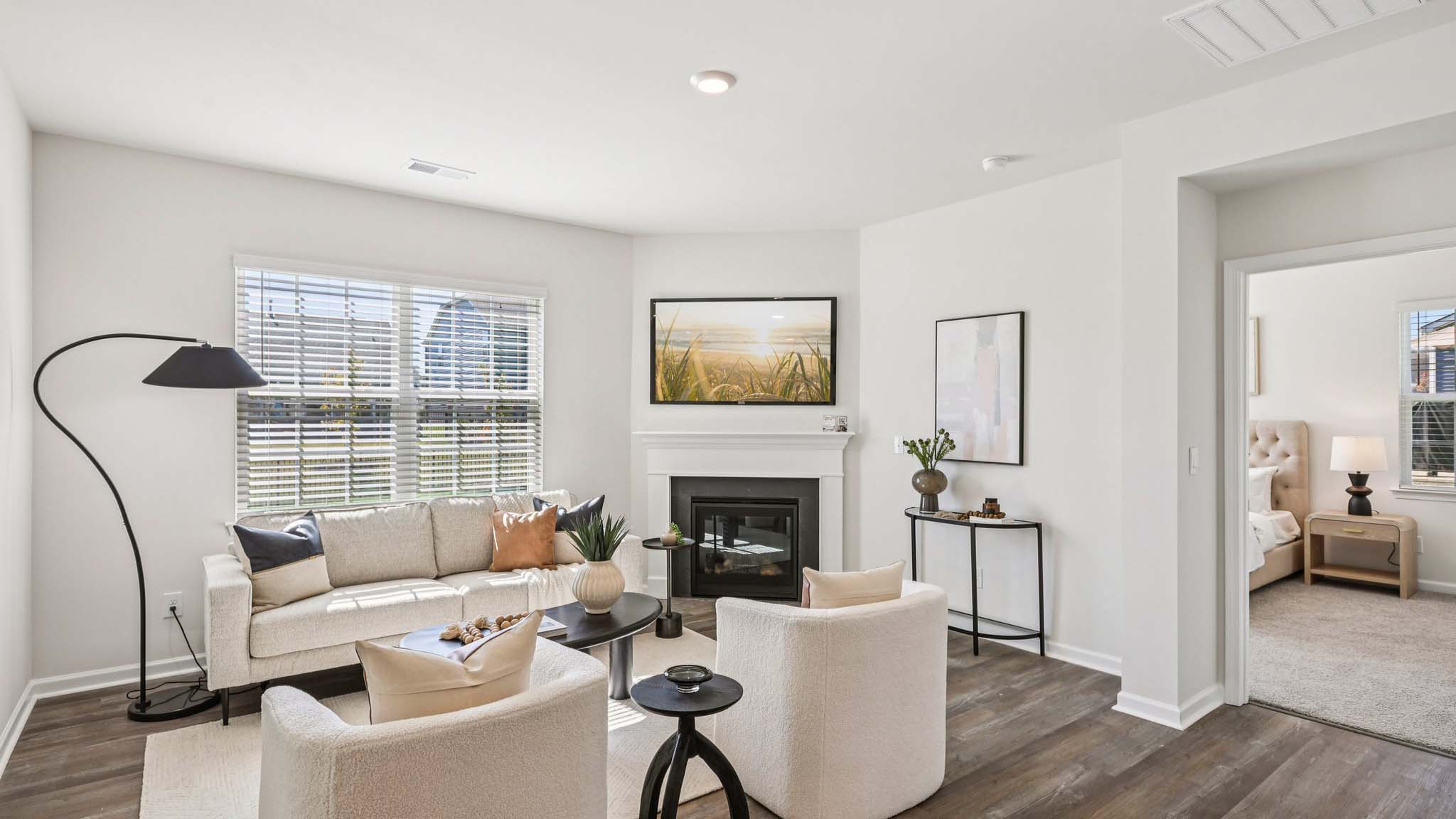 Open living area with large windows