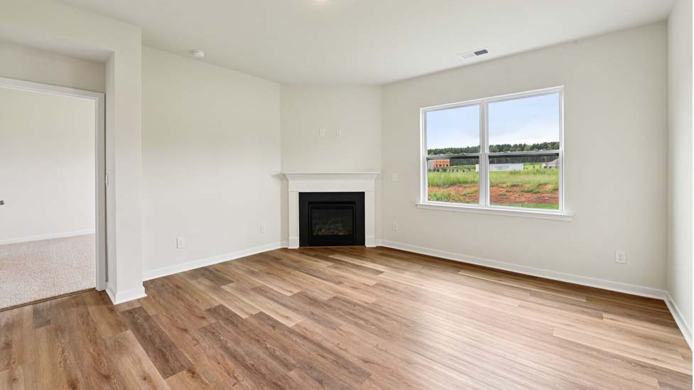 Open living area with fireplace
