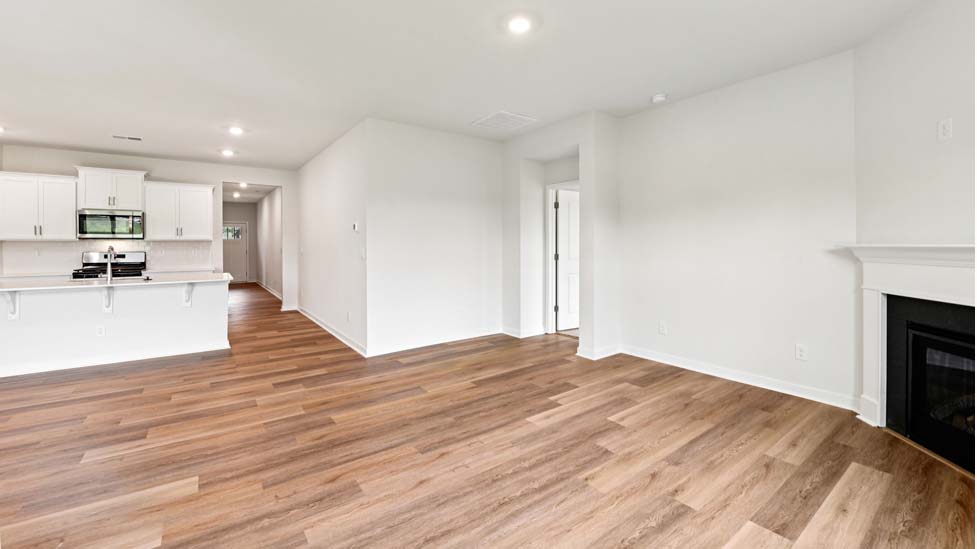 Open living area with fireplace