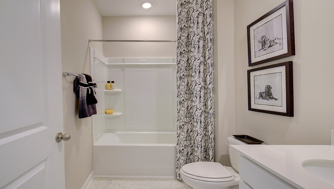 Bathroom with vanity and bathtub