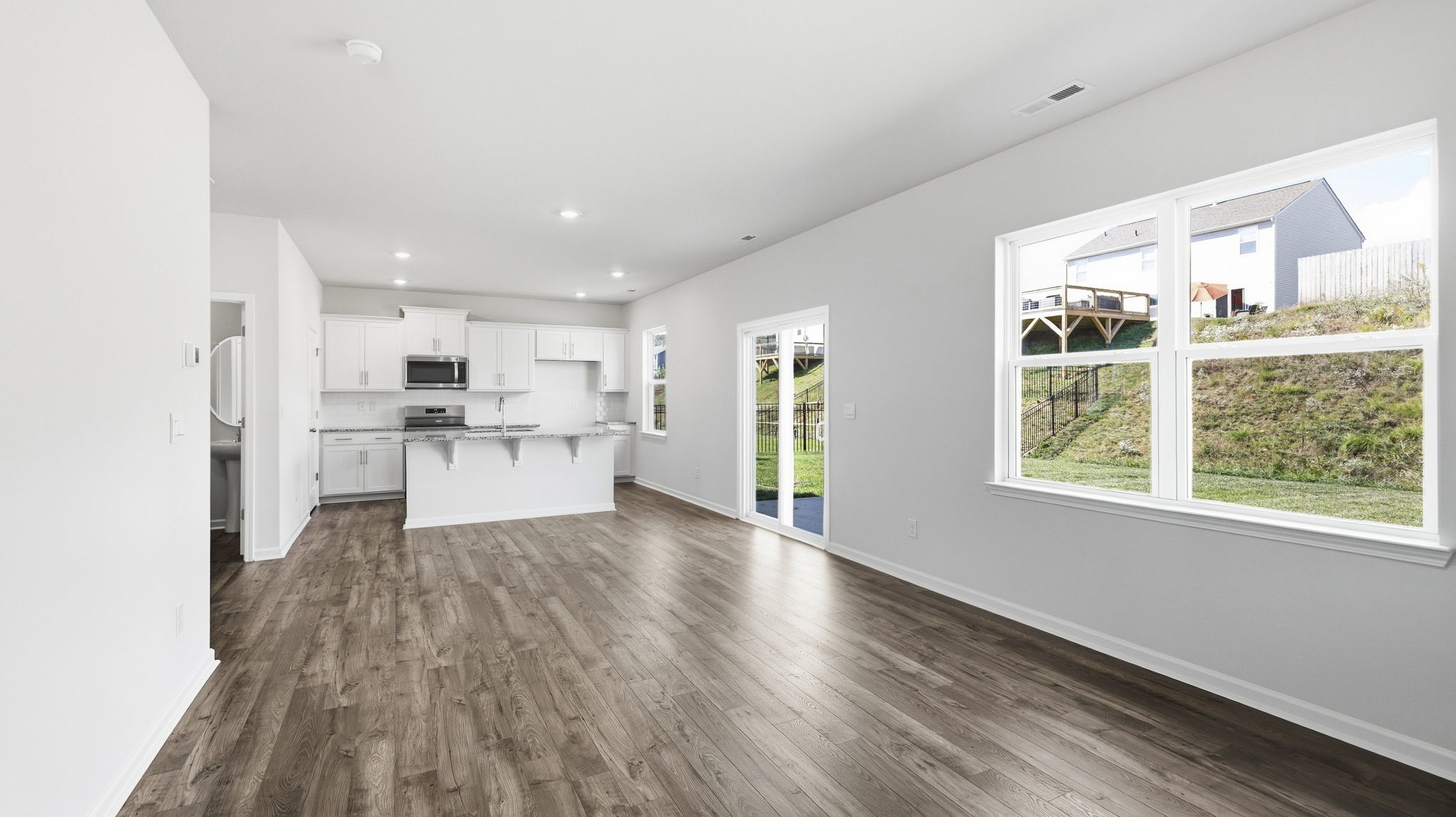 Family room with large windows