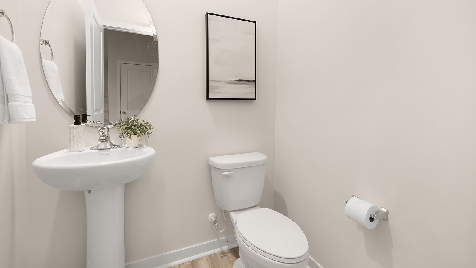 Powder room with single sink