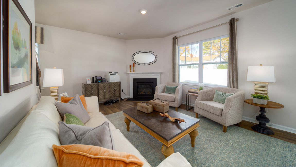 Great room with large windows