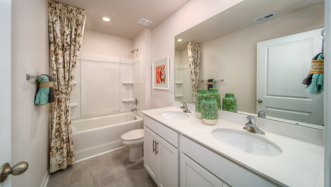 Bathroom with vanity and bathtub