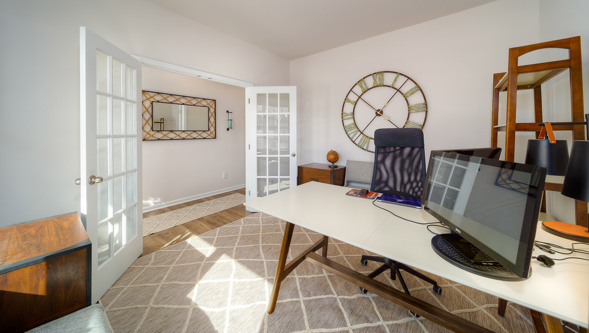 Study with double doors to hall