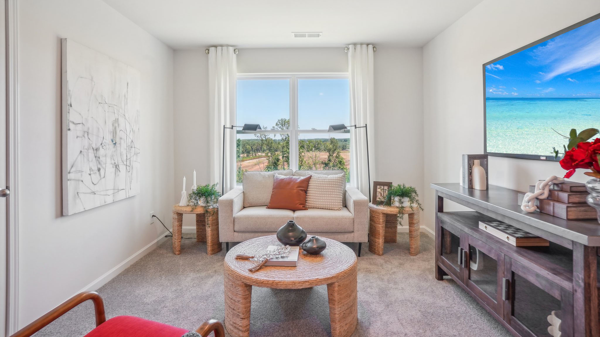 Model office space with large window