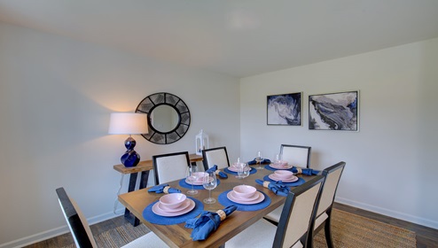 Dining room area with large window