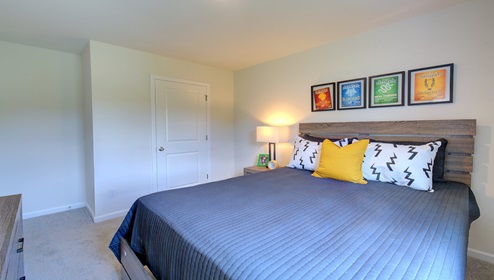 carpeted bedroom with large window