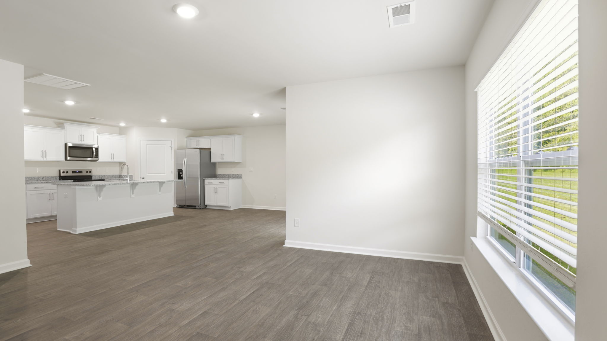 Open living space with large windows