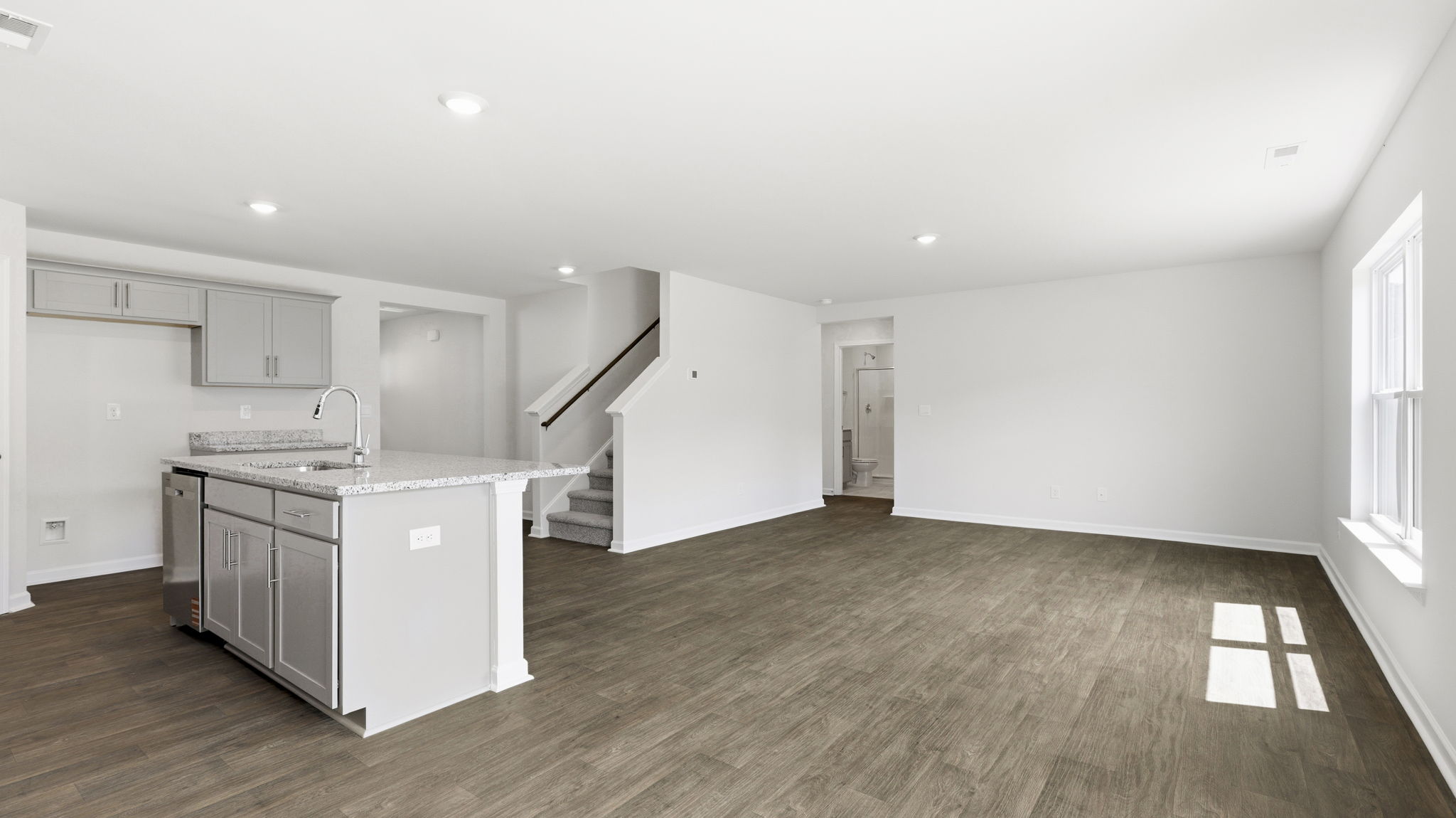 Open living area with large windows