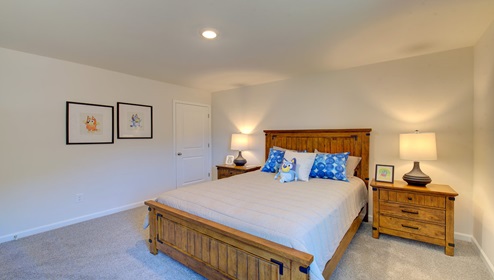 carpeted bedroom with large windows