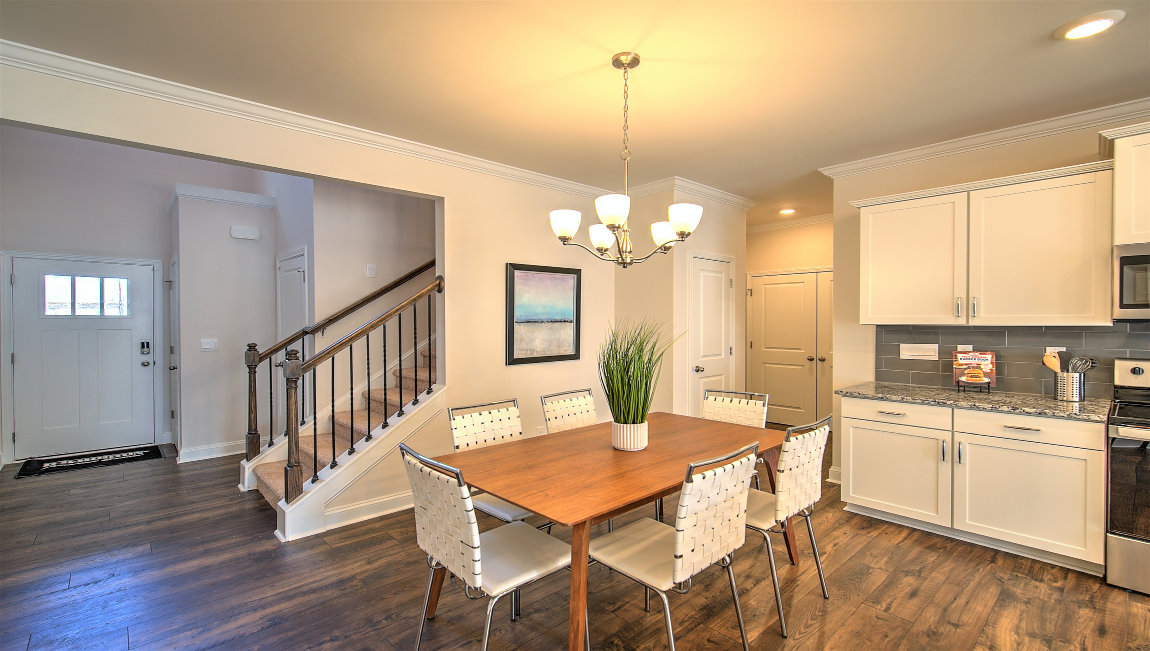 Open dining area with kitchen