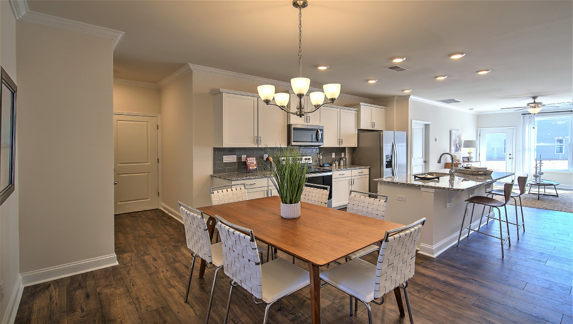 Open floorplan with kitchen and living space
