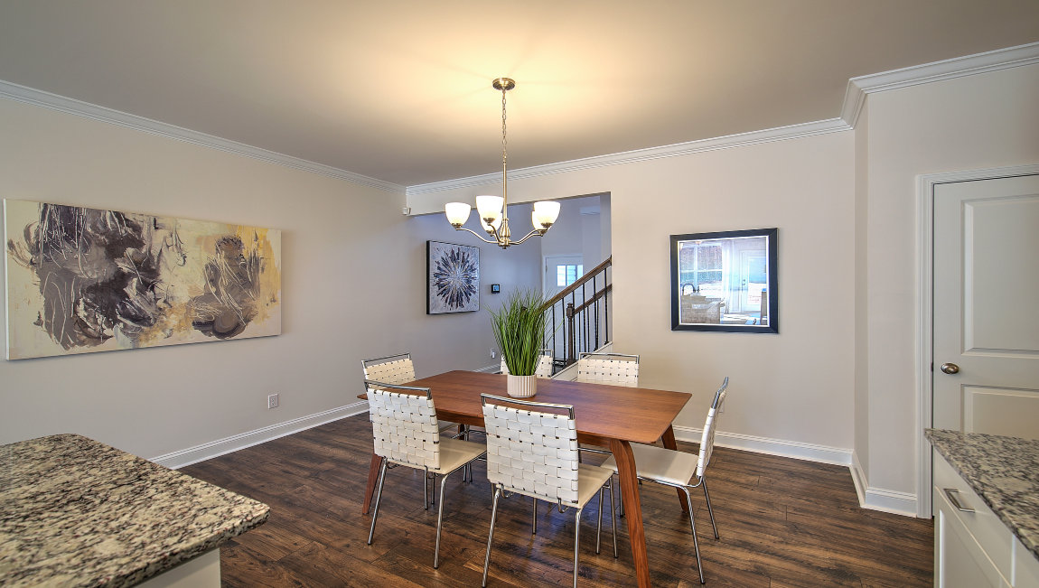 Open dining area with kitchen