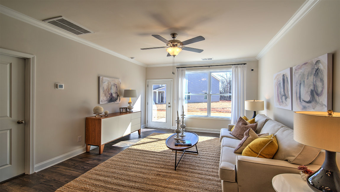 Open living area with large windows