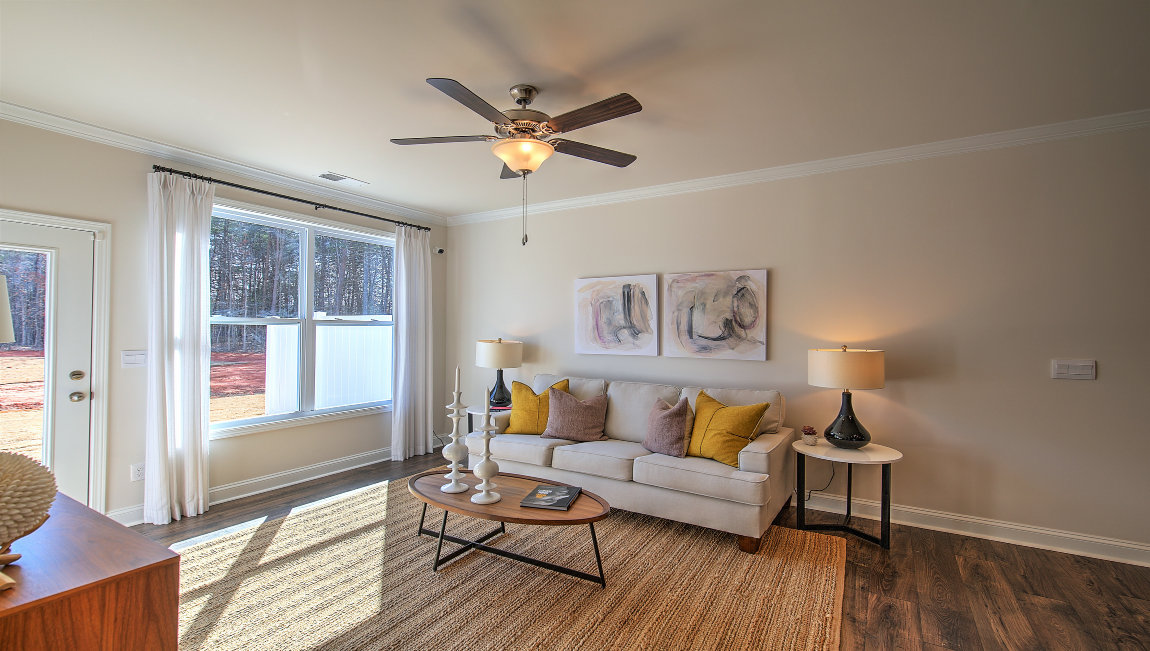Open living area with large windows