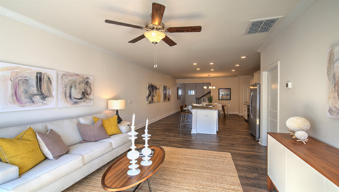 Open living area with large windows