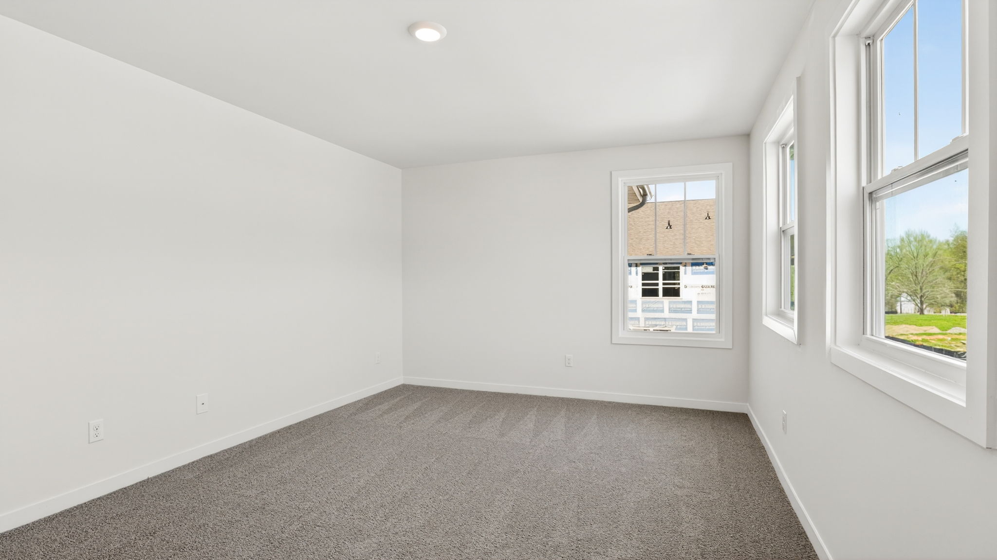 Carpeted bedroom with multiple windows