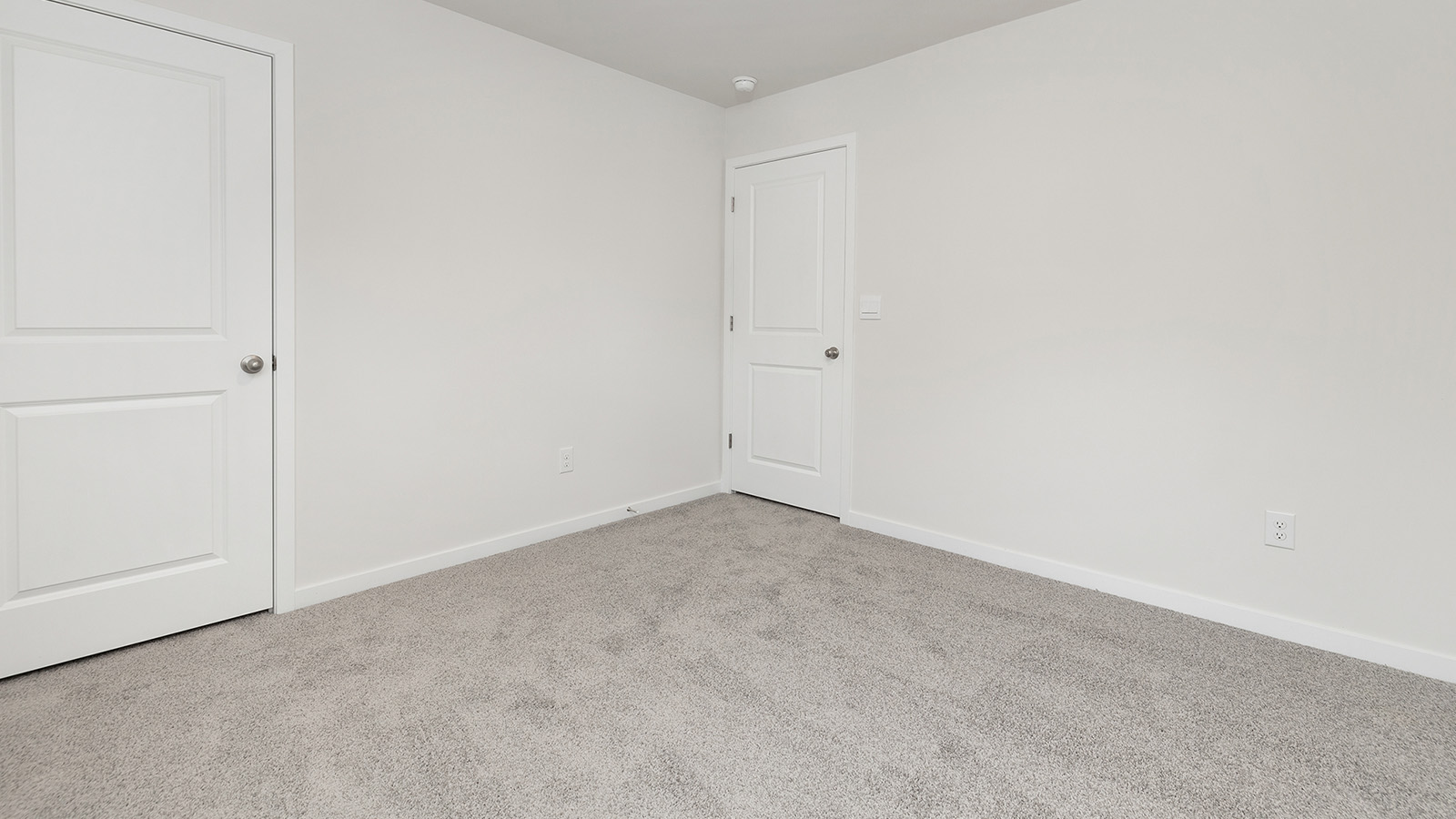 Carpeted bedroom with closet