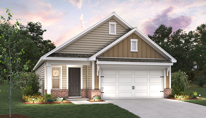 Exterior home with cladding and stone detailing