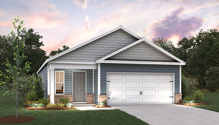 Exterior home with cladding and stone detailing