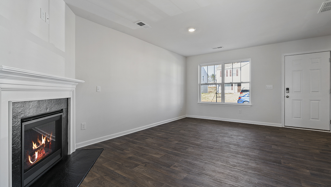Spacious family room with fire place