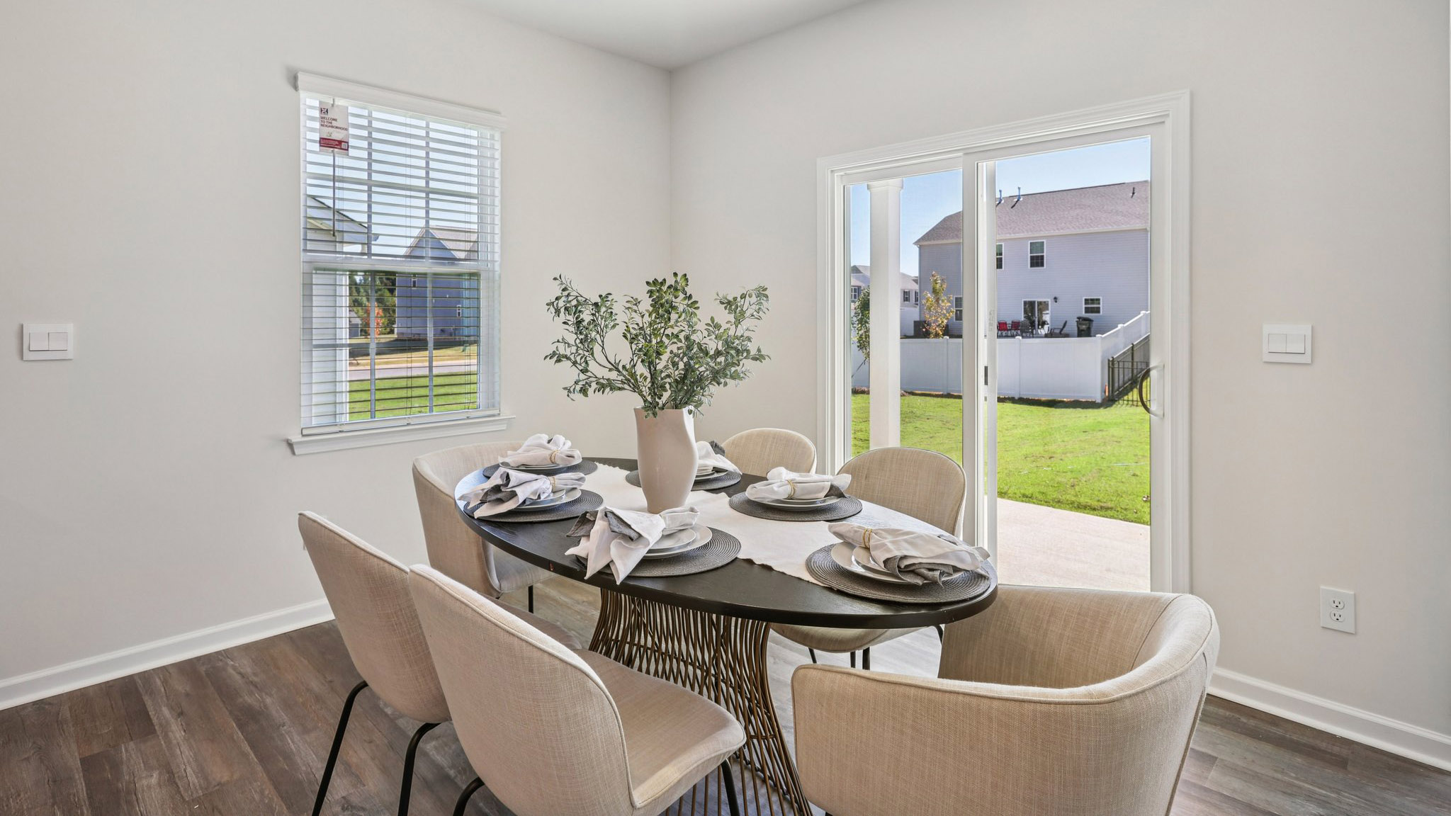 Dining area with sliding glass doors