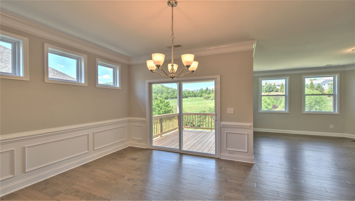 Dining area with sliding glass doors