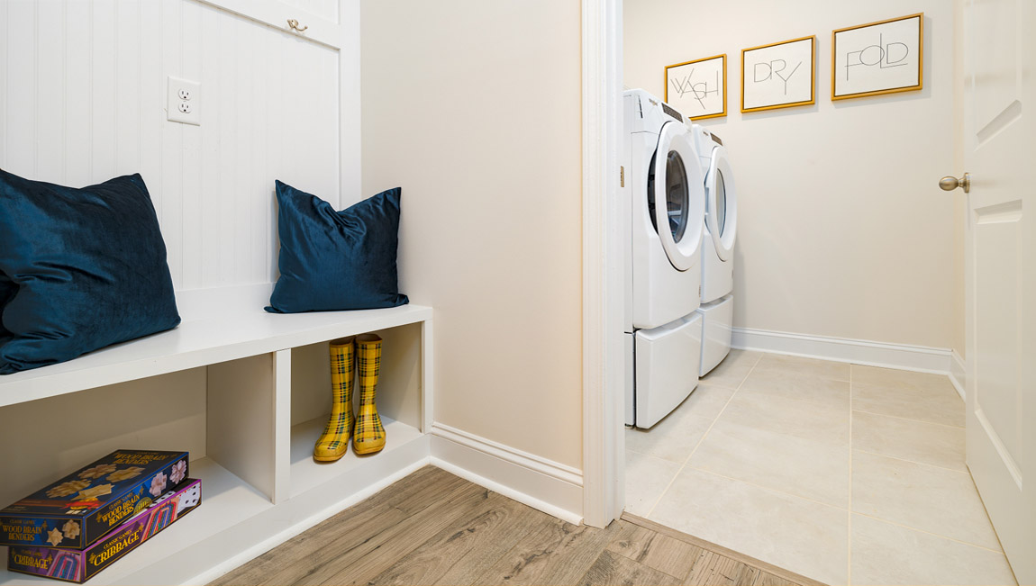 Mudroom with shelving