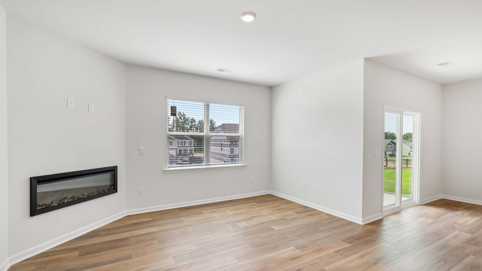 Living area with electric fireplace