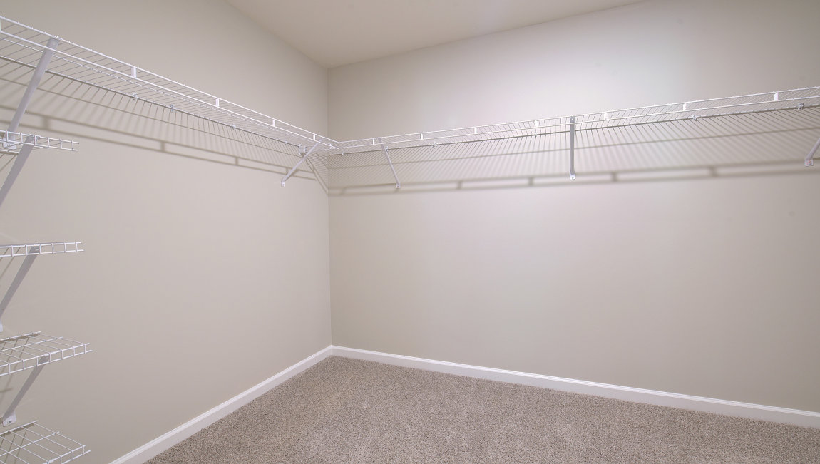 Primary walk in closet with shelving