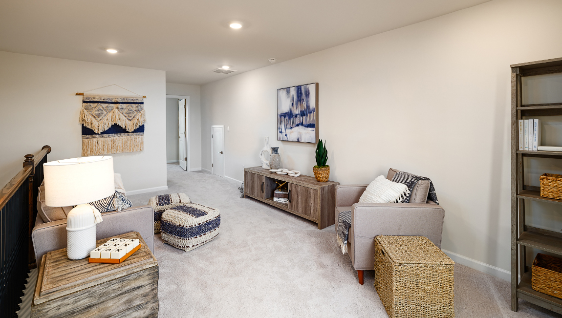 Upstairs carpeted loft