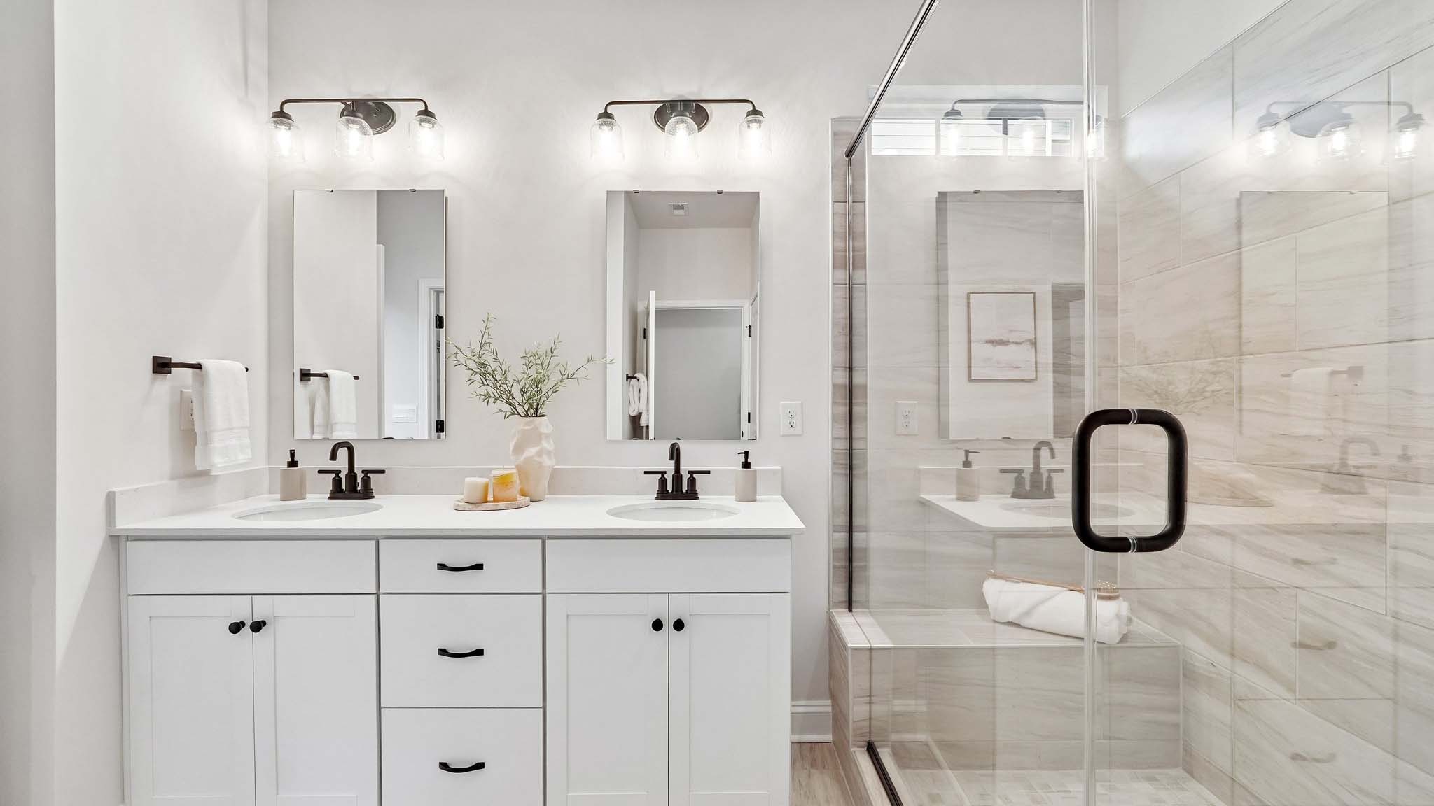 primary bathroom with walk in shower