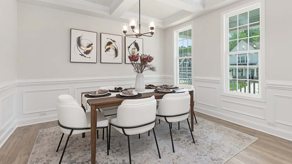 dining room with large windows