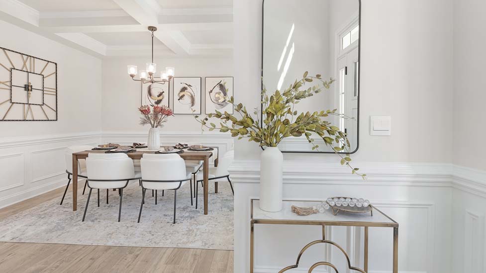 dining room with large windows