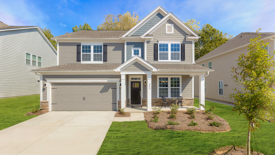 Hampshire front exterior with siding and two car garage