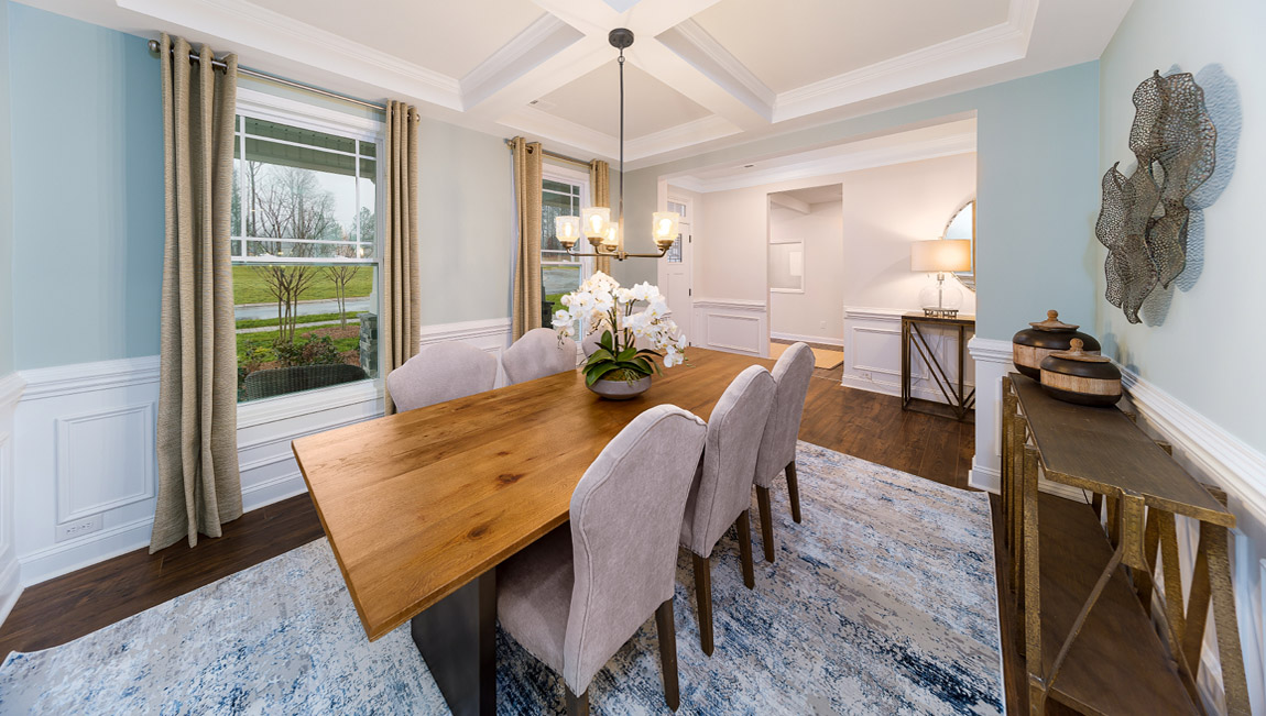 Hampshire Model Dining Room with Coffered Ceiling