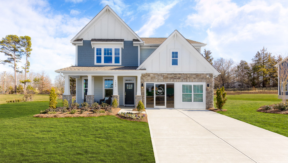 Hampshire front exterior with siding and two car garage